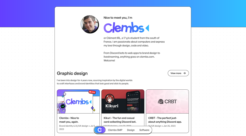 The previous clemb.com homepage